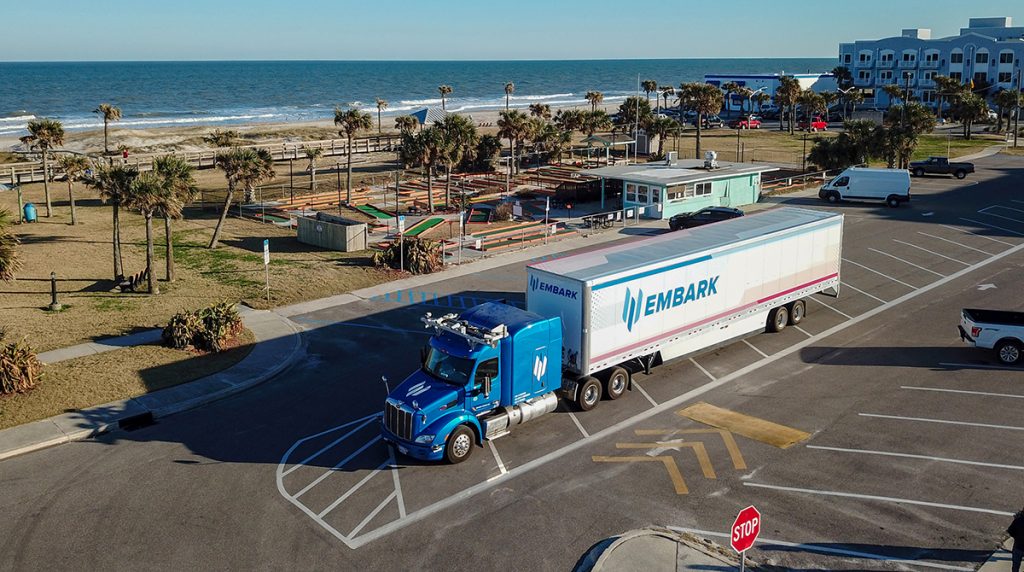 Embark truck completed a coast-to-coast test drive, autonomous semi-truck,
