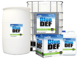 PEAK Commercial & Industrial DEF lineup showcasing various container sizes for Diesel Exhaust Fluid, DEF Fluid Disposal Methods