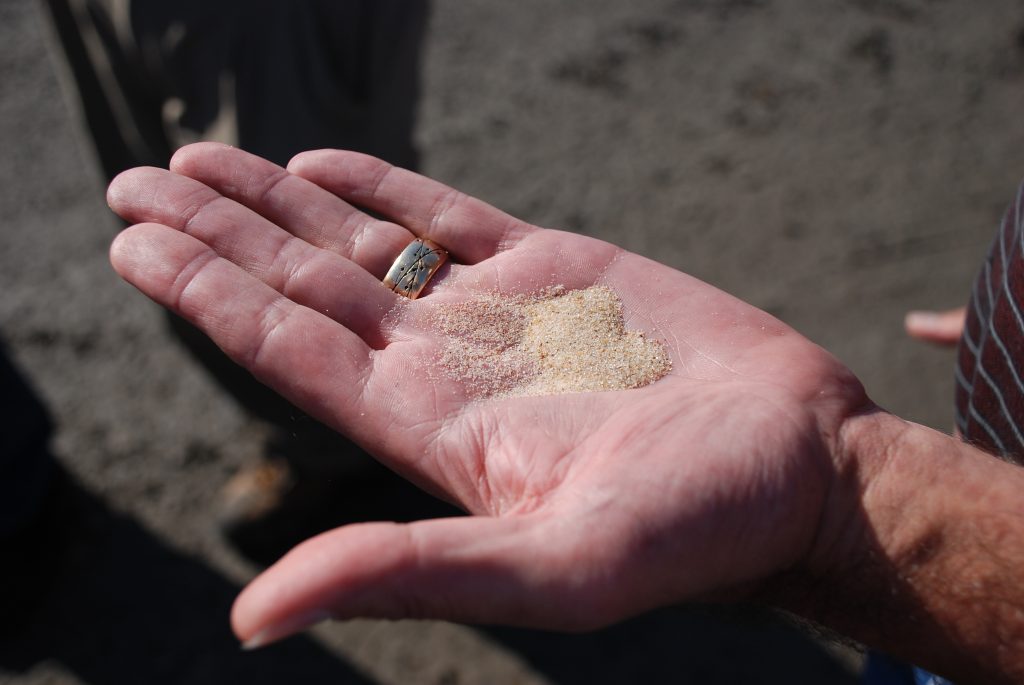 Fracking Sand in Hand from sand mines, sand mining