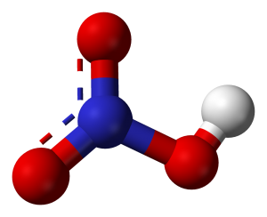 Ball-and-stick model of nitric acid