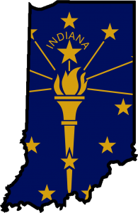 Indiana state with flag overlay