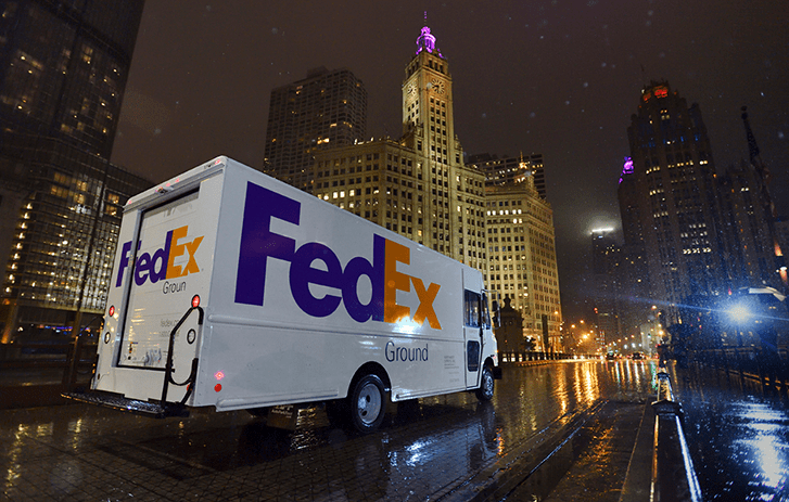 FedEx Ground Truck at night