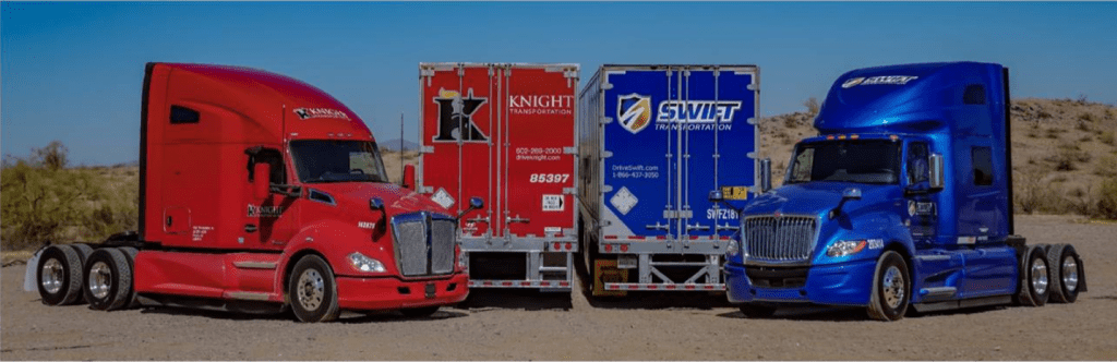Knight-Swift Transportation Trucks emphasizing the strategic move to add 11 new LTL terminals