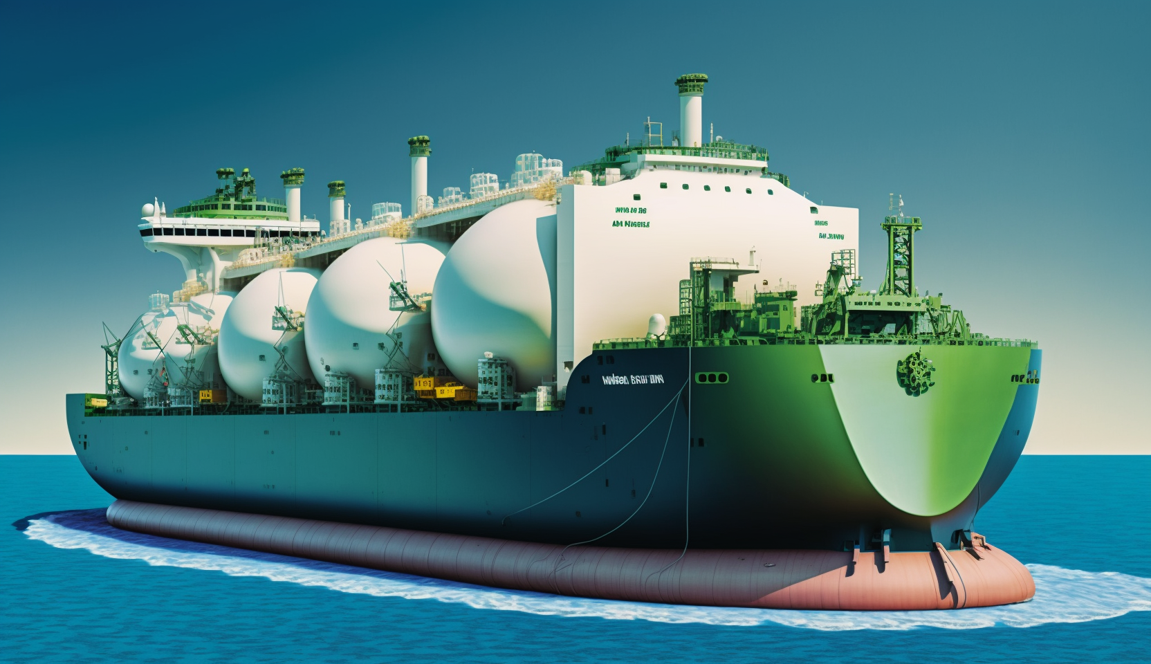 realistic lng tanker ship on water