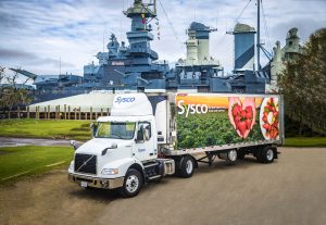 Sysco Truck in front of battle-cruiser, Sysco Drivers New Contract