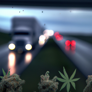 photo of Semis and with marijuana symbols on highways mixed with other cars , stoic cinematic 4k, epic detailed 4k, epic detailed photograph, shot on kodak, detailed bokeh, cinematic hbo, anime oil painting, ghibli inspired