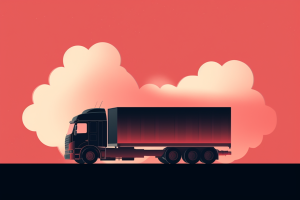 Minimalist Truck with trailer and cloud behind
