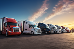Truck Fleet in Sunset