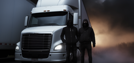ominous thieves stealing from truck trailer