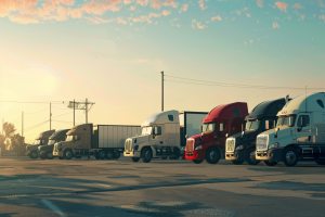 Image of trucks parked in parking lot